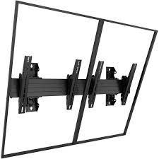A black 2x1 vertical wall bracket system designed to securely mount two 55-inch LG exterior displays. Screens sold separately.