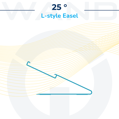 Graphic illustration of the 25 degree L-style easel designed for a 4.2 inch display.