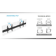 Technical specification diagram for the 2x1 wall mount, detailing tilt range, VESA compatibility, and weight capacity.