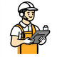 A WAND Digital technician in a hard hat and headset using a tablet during an on-site support visit.
