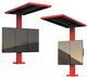 Double 55-inch LG XE4 outdoor display units on red structural mounts, designed for robust, long-term commercial use.