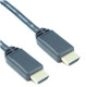 Close-up of a High Speed HDMI Cable featuring black connectors and gold-plated ends.