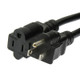 Standard black power extension cord featuring NEMA 5-15P to 5-15R plugs and 16AWG wiring.