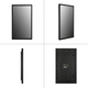 Multi-angle technical profile of the 49-inch LG XE4 display, showing the slim hardware design for professional installations.