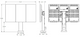 Dimensional engineering drawing of the Triple 49-inch LG XE4 unit, detailing height, width, and depth specifications.