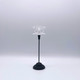 A 6 inch black metal elegant smart label ESL holder featuring a tall stand and clear display clip on a light background.