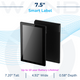 7.5-inch smart label digital signage display with a 10-year battery life, showing front and back views.