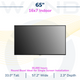 Shows technical specifications including the 65" size, 16x7 indoor rating, and 30,000-hour lifespan.