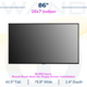 Specifications graphic for an 86" LG Lite Duty Smart Screen, detailing 16x7 format and 30,000-hour lifespan.