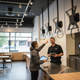 WAND Digital technicians performing a pre-installation site survey, reviewing display mounts in a restaurant.
