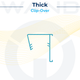 Technical line drawing of a thick wall clip-over bracket for securing retail shelf displays.
