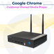 A black AOPEN Google Chrome customer-owned media player with dual external antennas isolated on a white background.