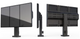 Three angled views of a 3x1 vertical stand bracket system designed for three 49-inch LG exterior displays. Screens sold separately.