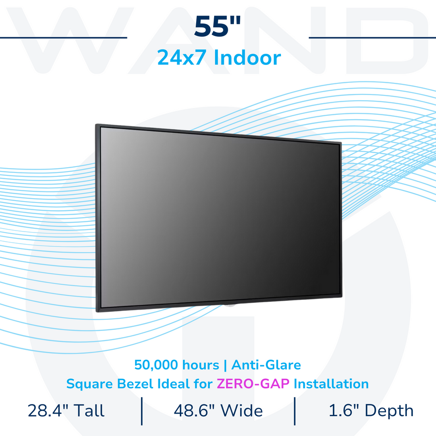 55" LG Commercial Use Smart Screen: 500nit / 24x7 / 50,000 hours / Anti-Glare / Fanless