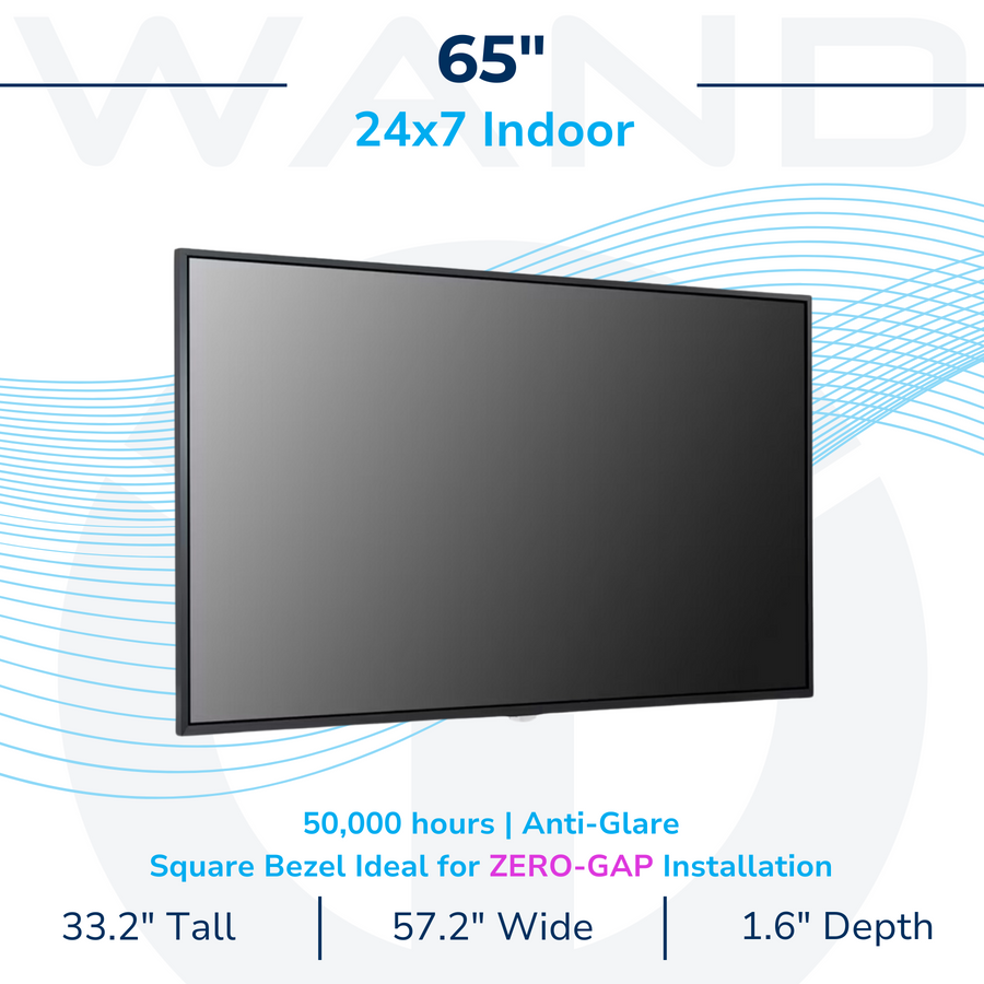 65" LG Commercial Use Smart Screen: 500nit / 24x7 / 50,000 hours / Anti-Glare / Fanless