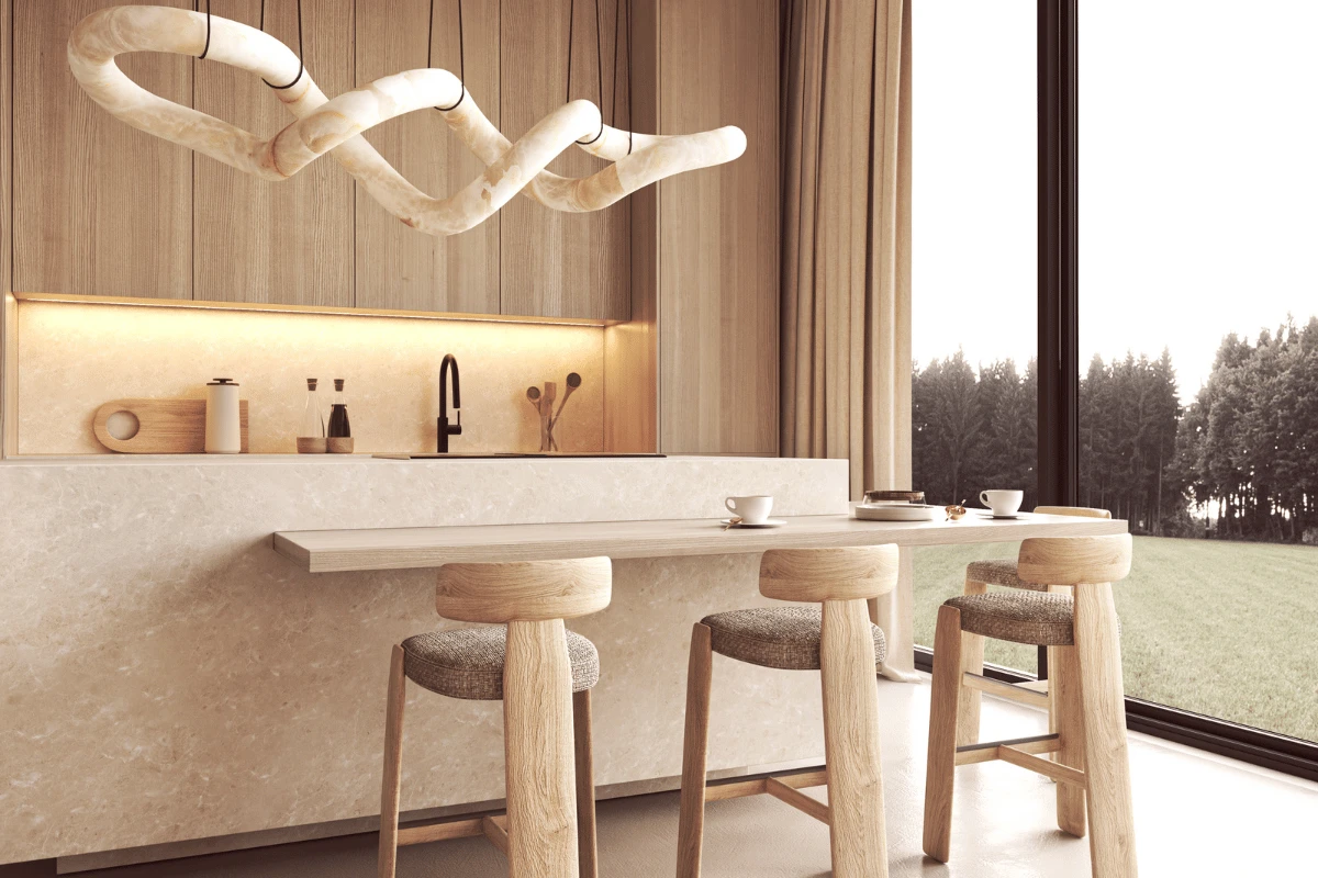 Warm neutral Japandi kitchen design inspiration