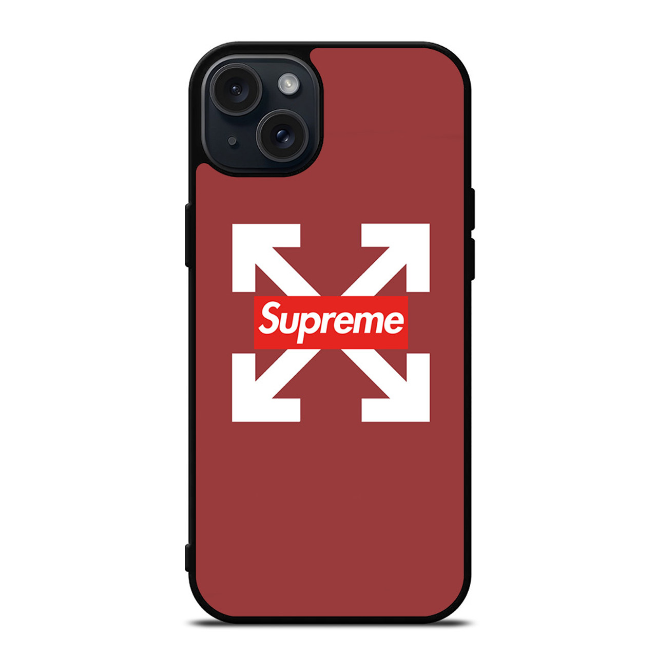 OFF WHITE LOGO X SUPREME RED iPhone 15 Plus Case Cover