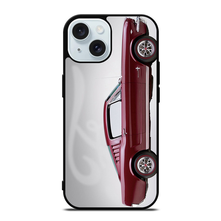 1965 FORD MUSTANG RED CAR iPhone 15 Case Cover
