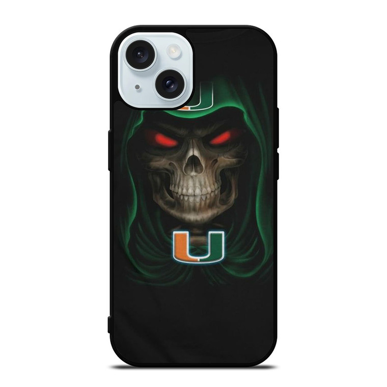 UM MIAMI HURRICANES SKULL iPhone 15 Case Cover