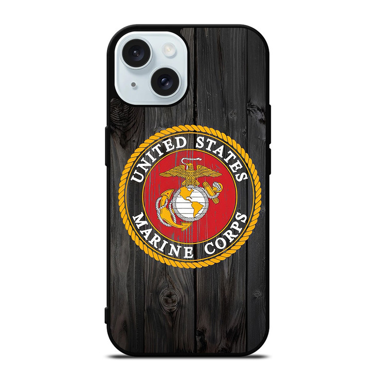 USMC US MARINE CORPS WOOD iPhone 15 Case Cover