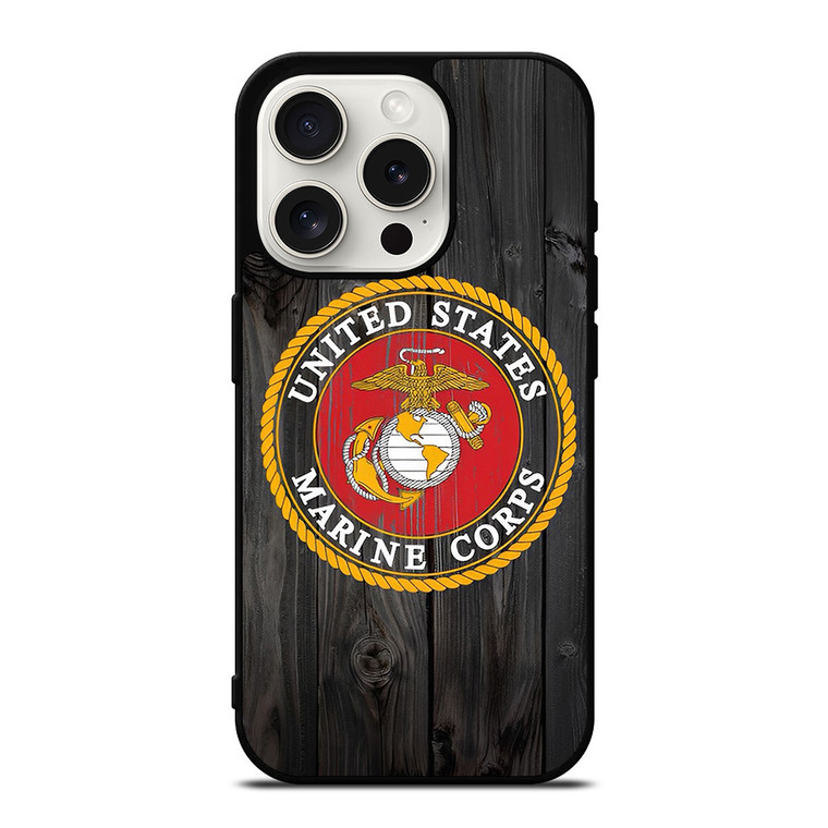 USMC US MARINE CORPS WOOD iPhone 15 Pro Case Cover