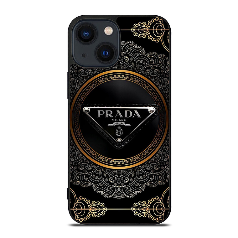 PRADA MILANO BLACK GOLD iPhone 14 Plus Case Cover