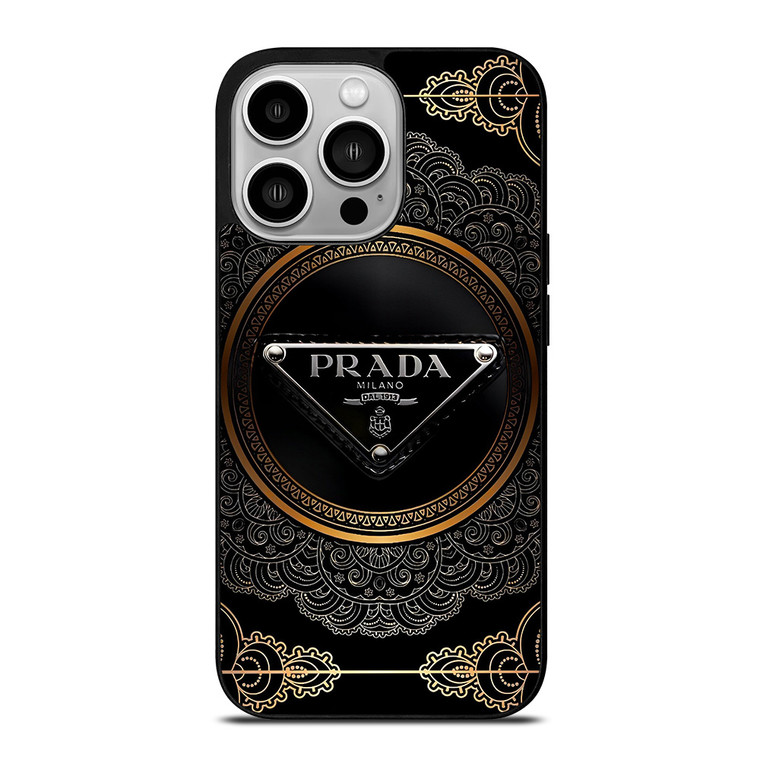 PRADA MILANO BLACK GOLD iPhone 14 Pro Case Cover