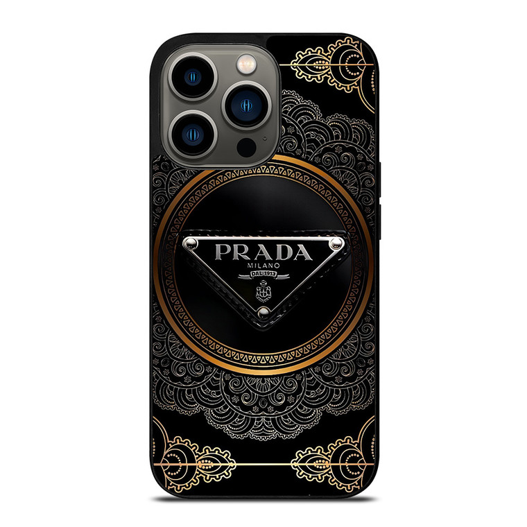 PRADA MILANO BLACK GOLD iPhone 13 Pro Case Cover