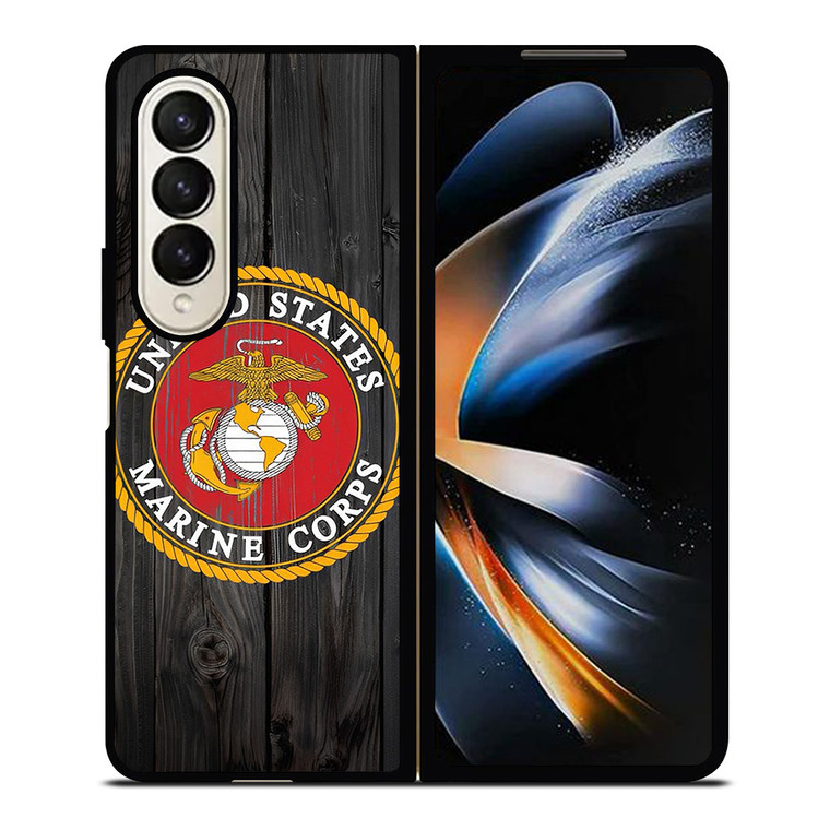 USMC US MARINE CORPS WOOD Samsung Galaxy Z Fold 4 Case Cover