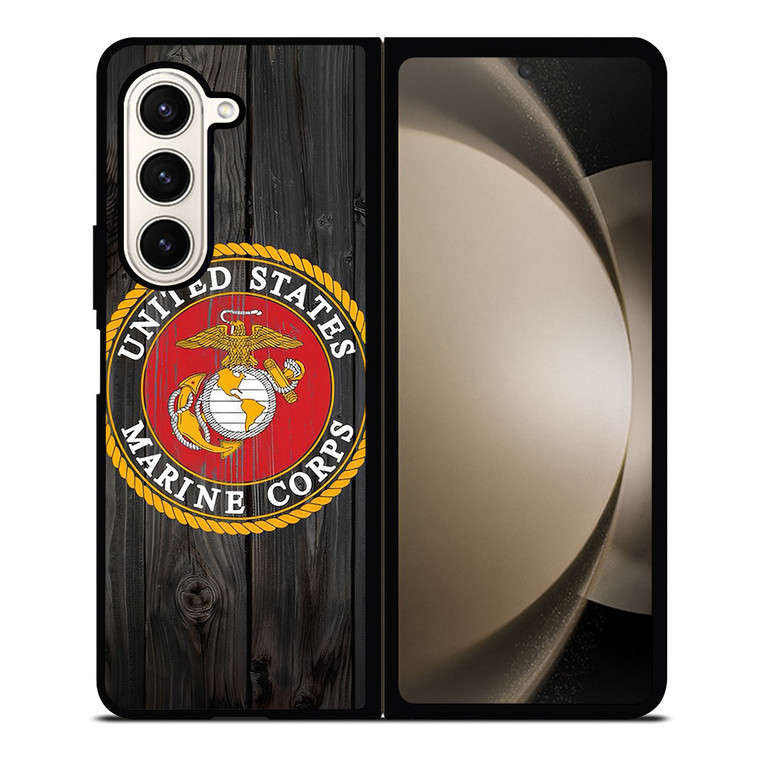 USMC US MARINE CORPS WOOD Samsung Galaxy Z Fold 5 Case Cover