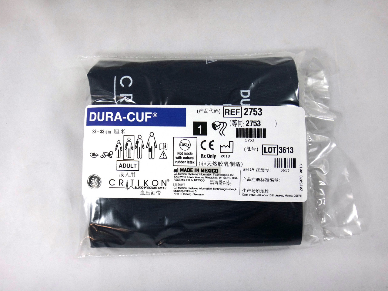 GE Critikon Blood Pressure Cuff Dura-Cuf 2753 (SINGLE CUFF