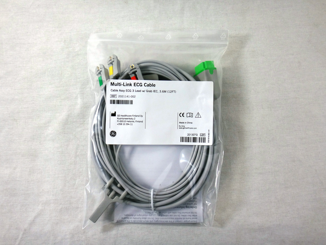 Multi-Link ECG Cable, Cable Assy ECG, 3-Lead w/grabber, IEC