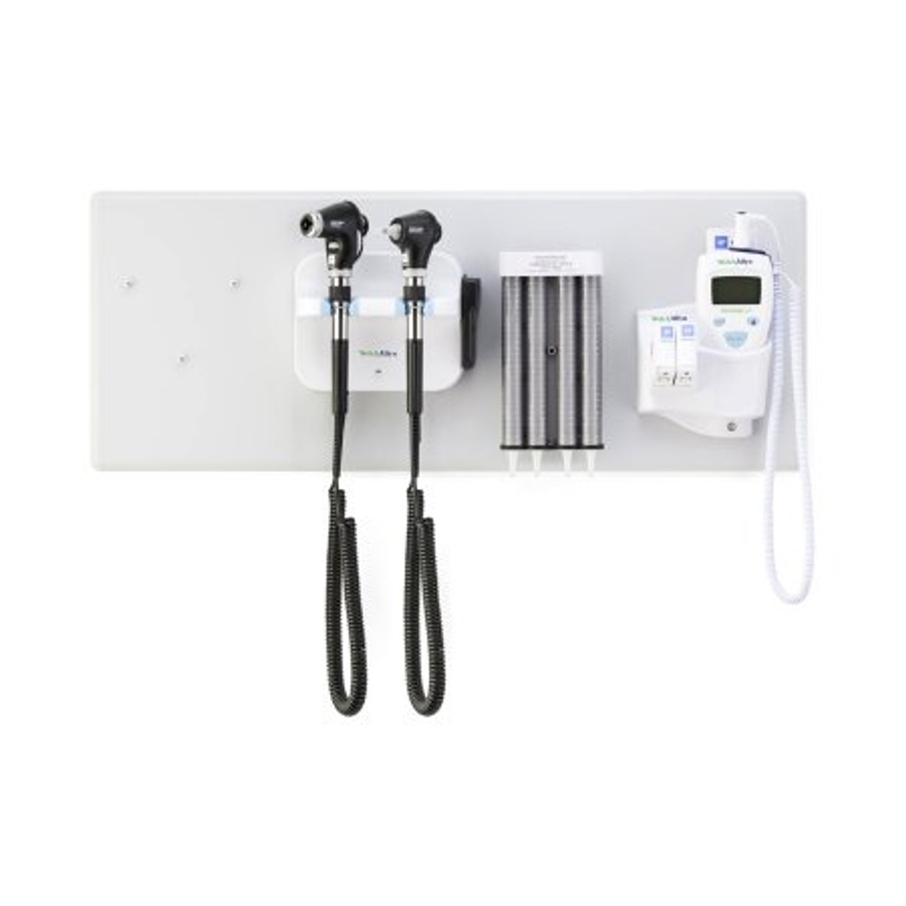 Welch Allyn Green Series 777 Integrated Wall System with PanOptic Plus LED  Ophthalmoscope, MacroView Plus LED Otoscope for iExaminer, Ear Specula  Dispenser, and SureTemp Plus Thermometer (777-PM3WXS-US) - Jaken Medical Inc