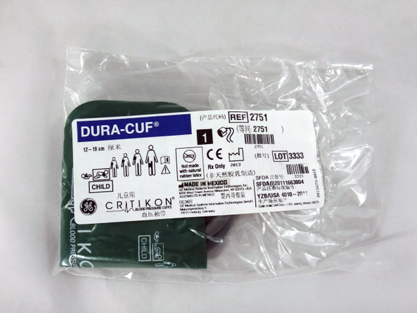 GE Critikon Blood Pressure Cuff Dura-Cuf 2751 (SINGLE CUFF) Child