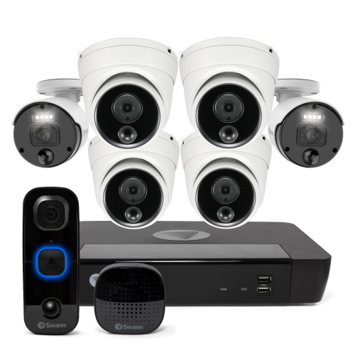 Master-Series 6 Camera 8 Channel NVR Security System with 1080P SwannBuddy Video Doorbell & Chime (Online Exclusive) | SONVK-87684D2BBUD