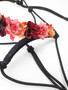 Knotenhalfter Schwarz mit Blüten in Rot