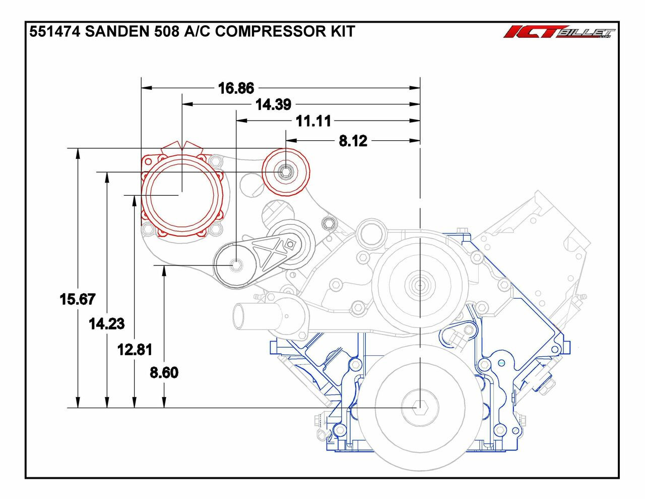 LS1 Camaro Sanden 508 A/C Air Conditioner Compressor Bracket Kit LS
