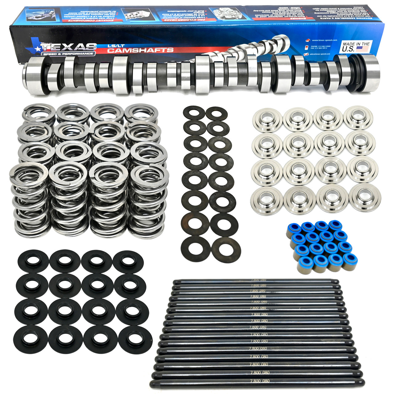 TSP Texas Speed LS7 Stage 2.2 Camshaft Cam Kit for 7.0 Square Port Heads ZO6 Z06 Corvette Z28 Z/28 Camaro