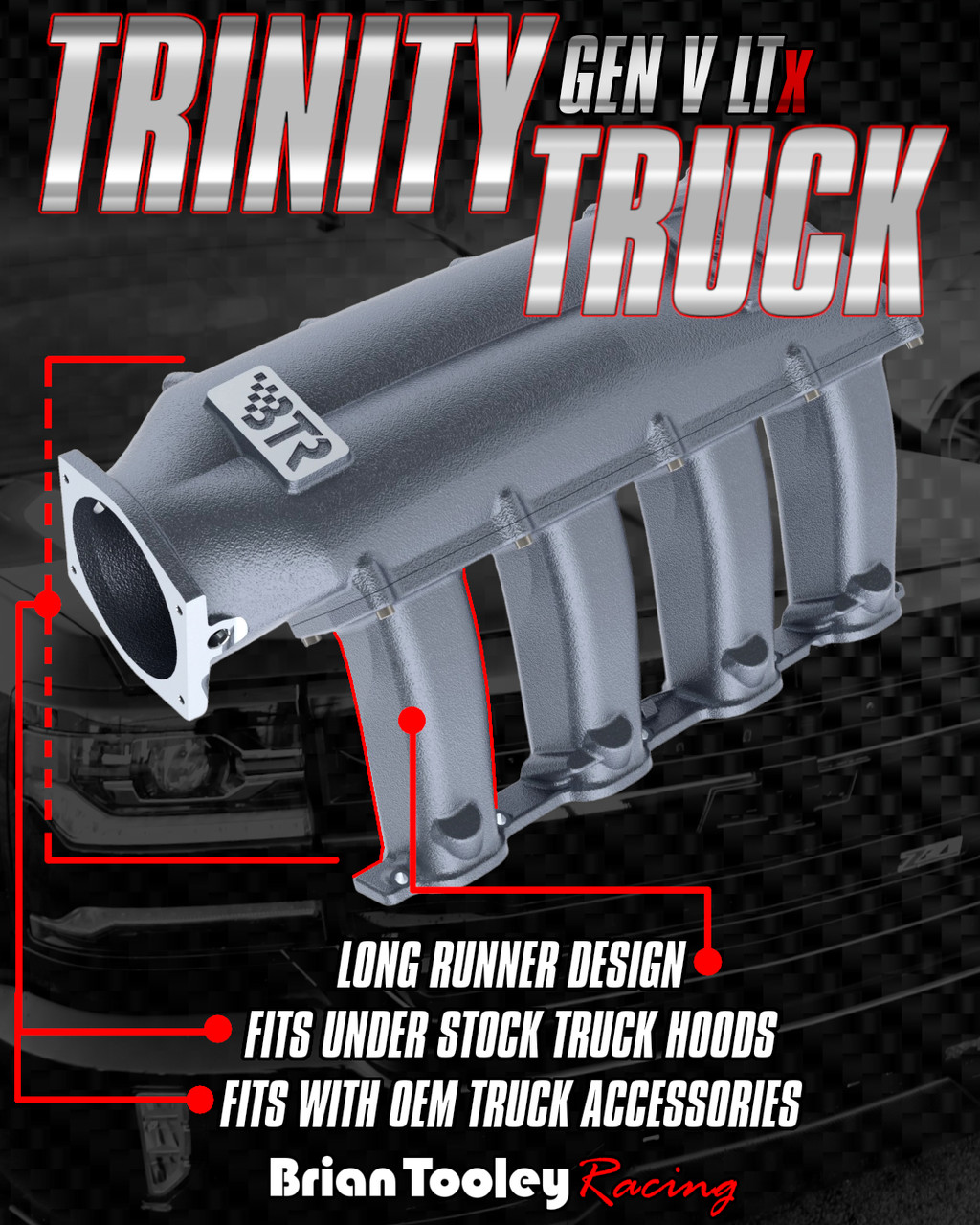 BTR Trinity 2014+ Gen V Truck Intake Manifold - Natural Finish L83 L86 L84 L87 L82 5.3L 6.2L Brian Tooley Intake