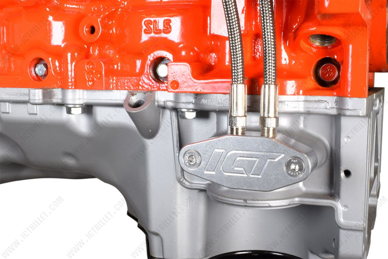 Dual 1/8 NPT Top-Outlet Oil Port Adapter Plate for Gen V LT 2014+ 5.3L 6.2L Engines LT1 LT4 L83 L86 L84 L87 Turbocharger Supercharger Billet Oil Feed