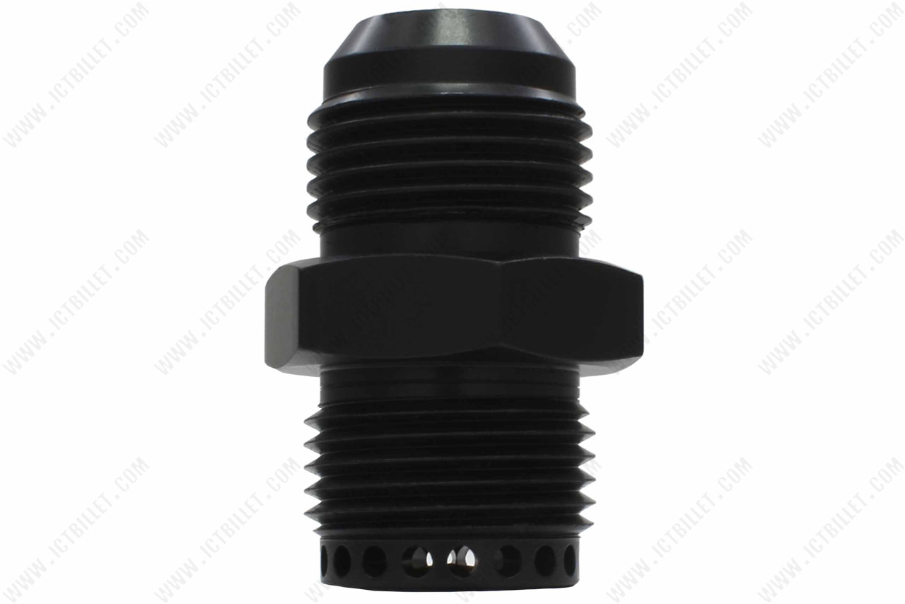 Baffled -12an ORB Valve Cover Fitting Black Anodized Aluminum