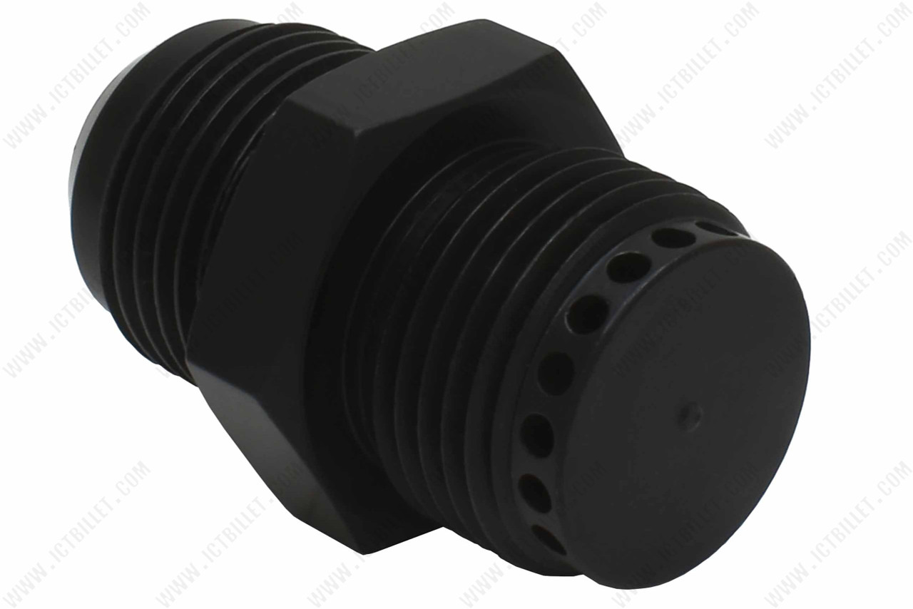 Baffled -12an ORB Valve Cover Fitting Black Anodized Aluminum