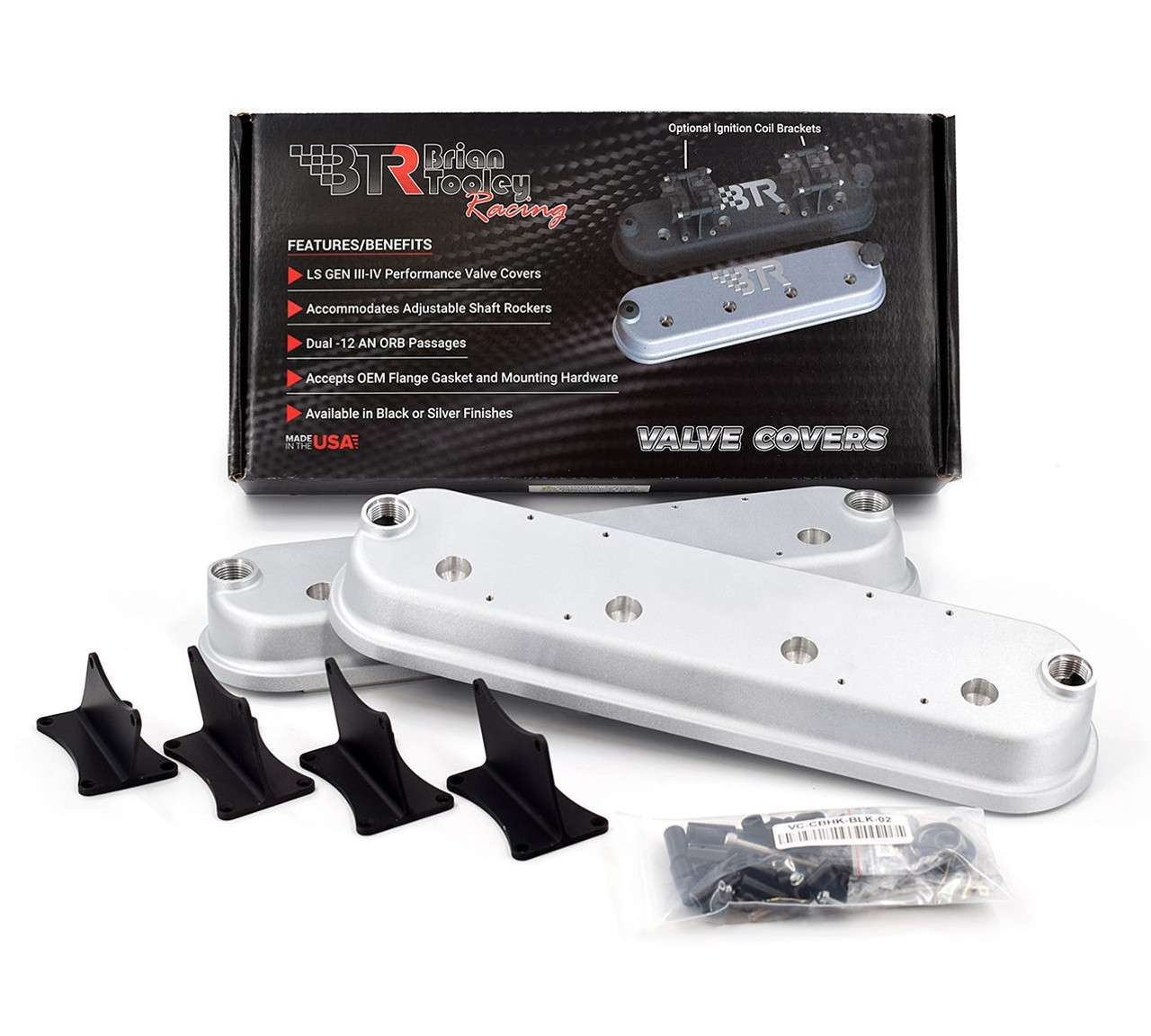 BTR LS Valve Covers Without Logo - WITH Coil Mounts - Cast Aluminum Brian Tooley Racing Valvecovers 4.8 5.3 5.7 6.0 6.2 7.0 LS1 LS3 LQ4 LS7