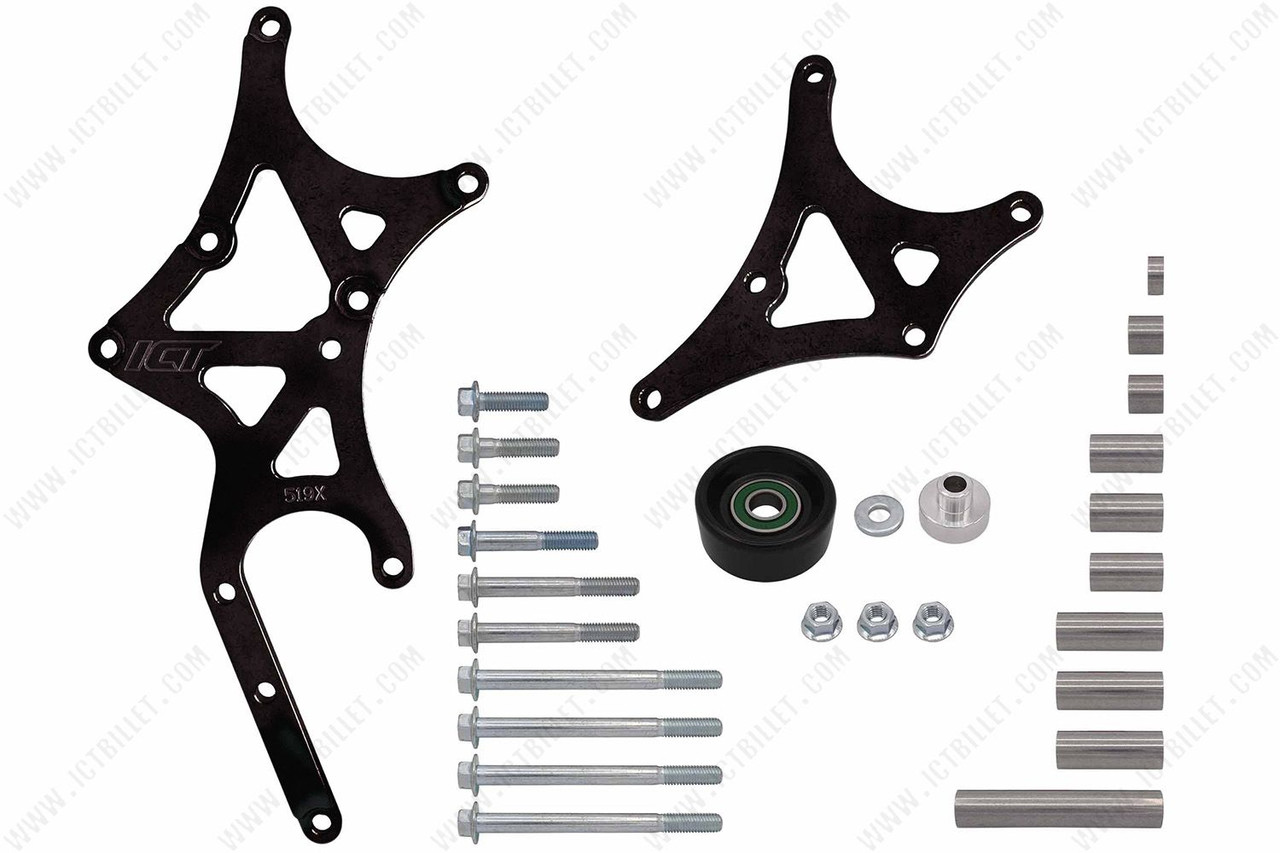 ICT Billet Black Powder Coated LS Truck Alternator & Power Steering Bracket - Driver Side 99-2013