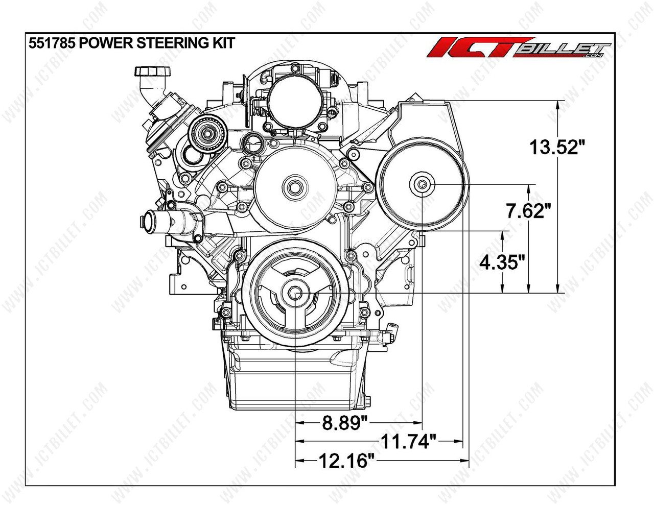 ICT Billet Black Powder Coated LS Truck Power Steering Bracket Kit Swap 5.3L 6.0L 4.8L (for LS1 Camaro PS Pump)