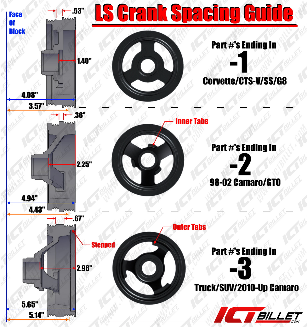 ICT Billet LS Camaro GTO Low Mount Alternator, Power Steering Pump Brackets LS1 LS6 Billet Aluminum