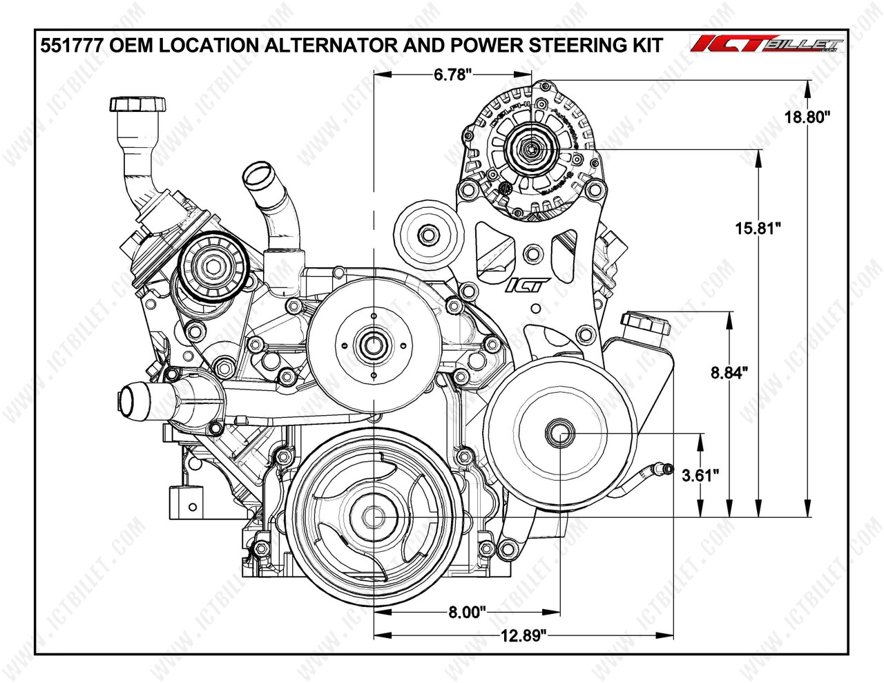 Truck Power Steering Pump & Alternator Low Mount Bracket For LS Truck