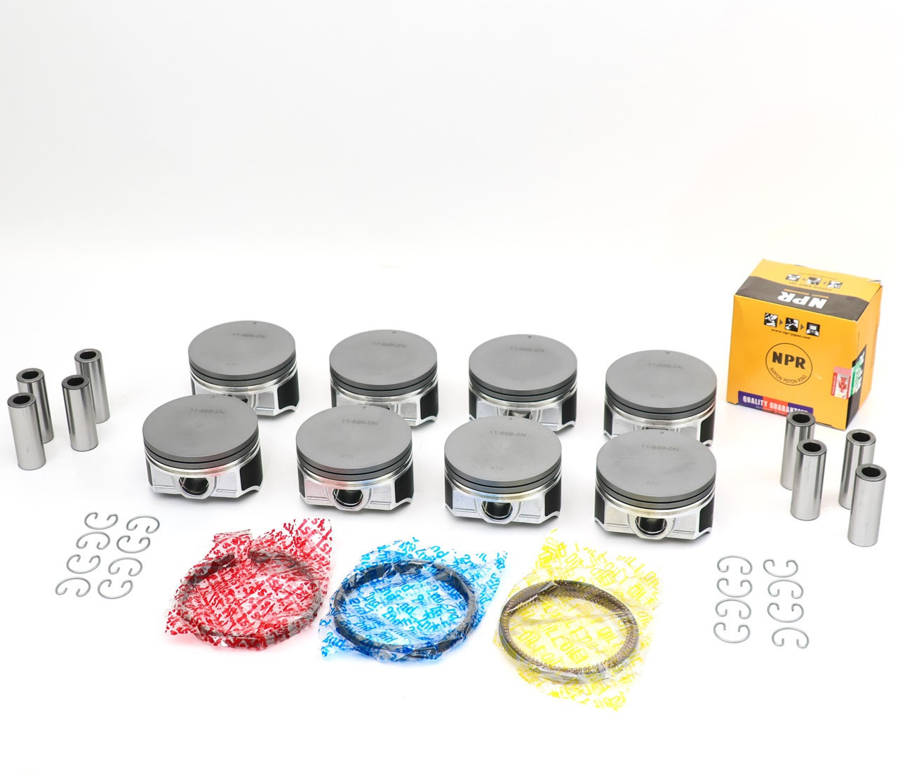 Stock Replacement 2005-2009 4.8L 5.3L Flat Top NPR Pistons with Rings for 05-09 L33 LR4 LMG LC9 LH6 LY2 LY5 LH8 LS4