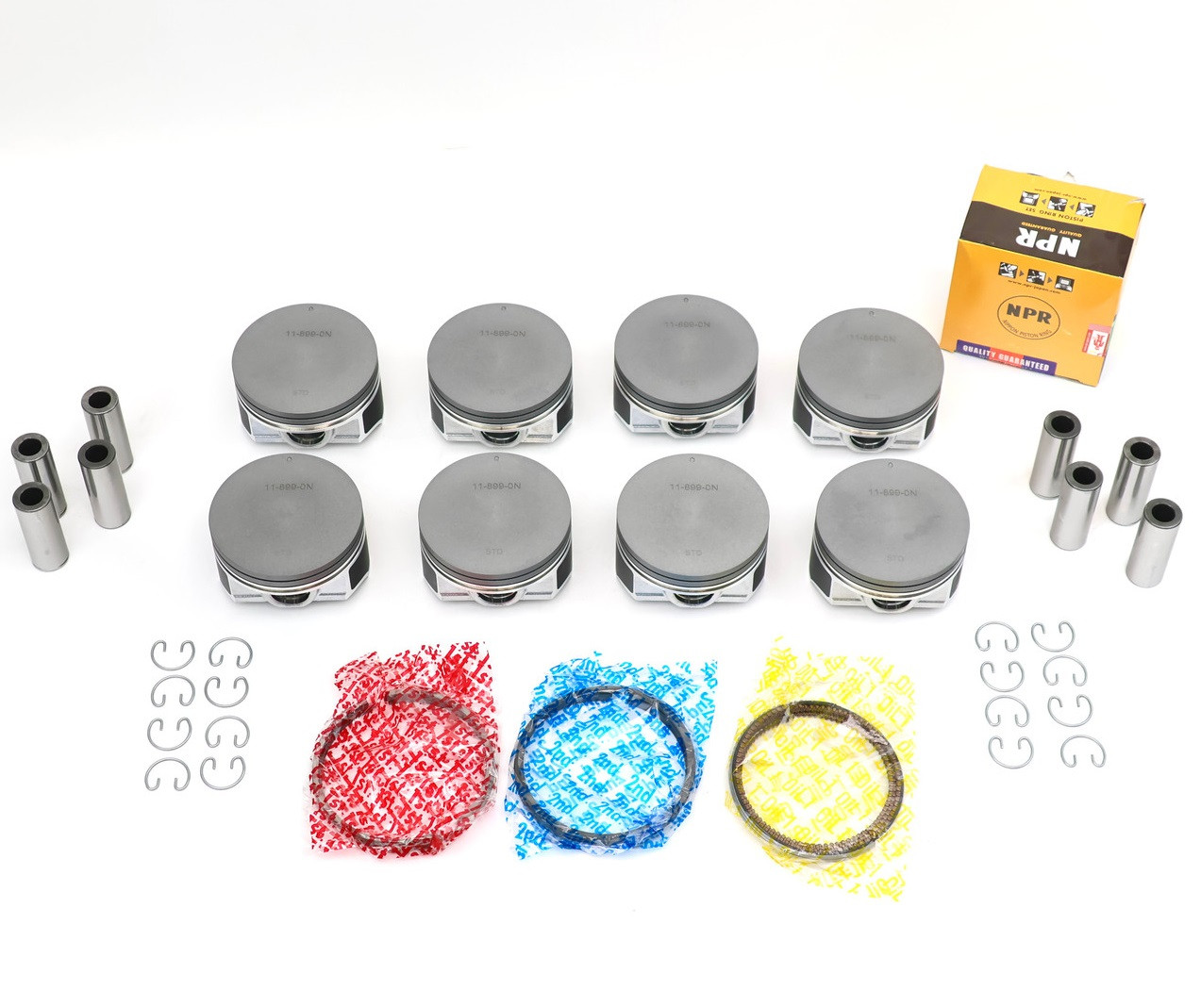 Stock Replacement 2005-2009 4.8L 5.3L Flat Top NPR Pistons with Rings for 05-09 L33 LR4 LMG LC9 LH6 LY2 LY5 LH8 LS4