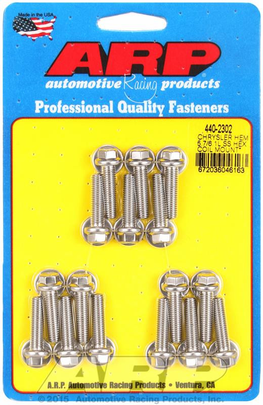 ARP 440-2302 Ignition Coil Bolts for 2003+ Hemi 5.7L 6.1L 6.2L 6.4L Dodge Chrysler Ram Jeep | Polished Stainless 6-Point